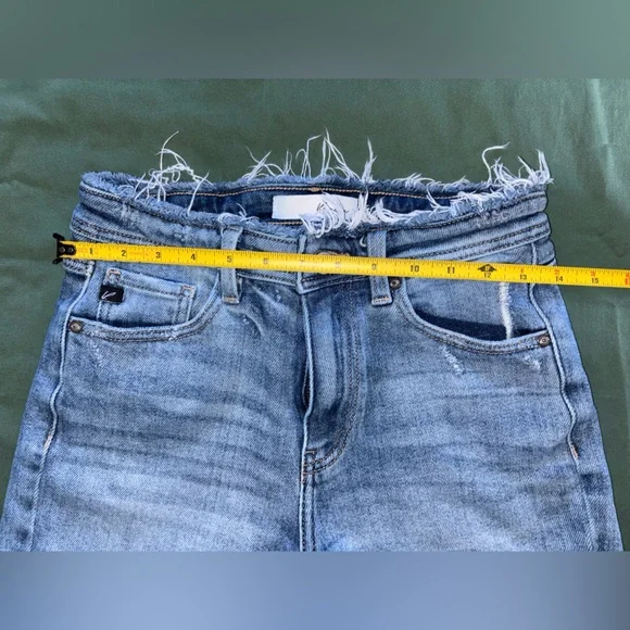 KanCan Light Wash Frayed Hem High-Rise Jean Shorts - Picture 7 of 7